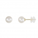 Boucles d'Oreilles Perles de Culture 0.60cm - Or Jaune Véritable - Femme ou Enfant