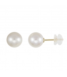 Boucles d'Oreilles Perles de Culture 0.80cm - Or Jaune Véritable - Femme ou Enfant