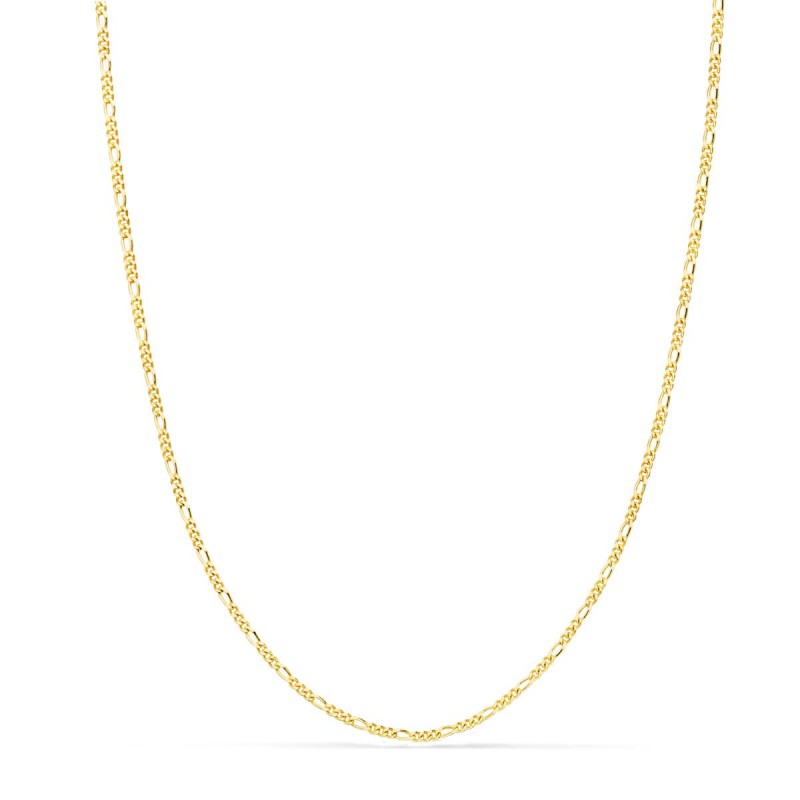 Collier Chaine Or 18 Carats 750/000 Jaune Maille Alternée Figaro - 40cm