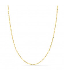 Collier Chaine Or 18 Carats 750/000 Jaune Maille Alternée Figaro - 50cm