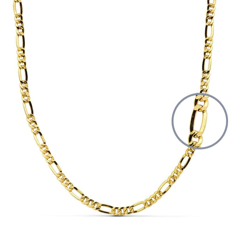 Collier Chaine Or 18 Carats 750/000 Jaune Maille Alternée Figaro - 60cm