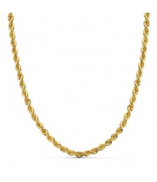 Collier Chaine Or 18 Carats 750/000 Jaune Maille Corde - 45cm