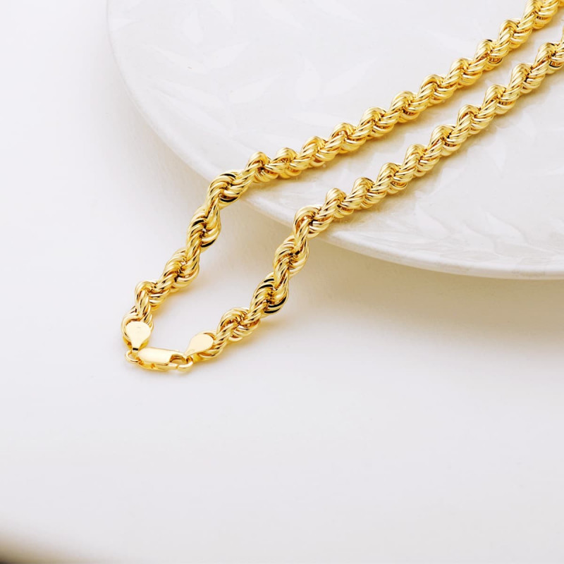 Maille Corde Chaine Or 18 Carats Femme 45 Cm Collier Chaine Or 18