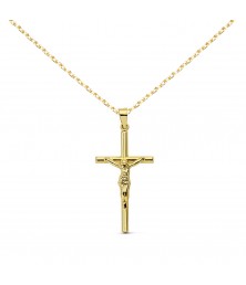 Collier - Médaille Christ sur la Croix Or 18 Carats 750/000 Jaune - Chaine Dorée