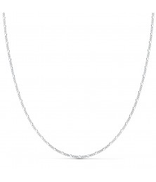 Collier Chaine Or 18 Carats 750/000 Blanc Maille Figaro - 40cm