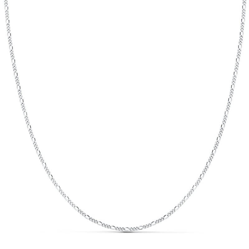 Collier Chaine Or 18 Carats 750/000 Blanc Maille Figaro - 45cm