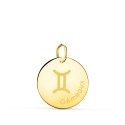 Médaille Or 18 Carats 750/000 - Zodiaque Gémeaux - Chaine Dorée Offerte