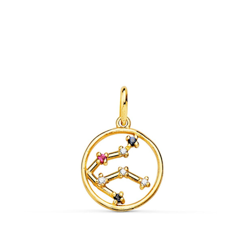 Pendentif Médaille Or 18 Carats 750 Jaune - Constellation Zodiaque Verseau - Chaine Offerte Pendentif Médaille Or 18 Carats 750 Jaune - Constellation Zodiaque Verseau - Chaine Offerte