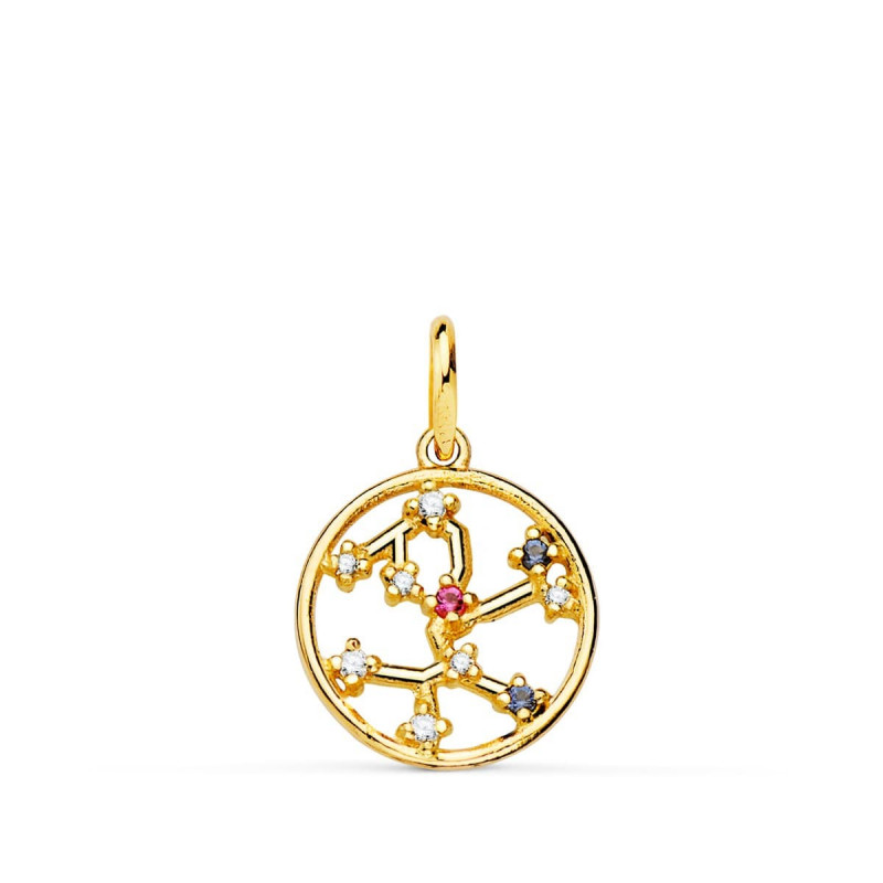 Pendentif Médaille Or 18 Carats 750 Jaune - Constellation Zodiaque Sagittaire - Chaine Offerte Pendentif Médaille Or 18 Carats 750 Jaune - Constellation Zodiaque Sagittaire - Chaine Offerte