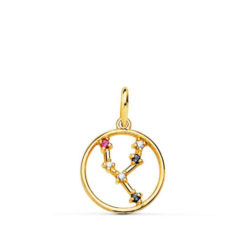 Pendentif Médaille Or 18 Carats 750 Jaune - Constellation Zodiaque Taureau - Chaine Offerte Pendentif Médaille Or 18 Carats 750 Jaune - Constellation Zodiaque Taureau - Chaine Offerte