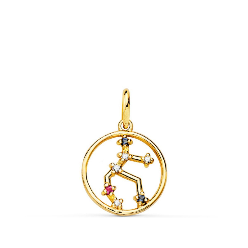 Pendentif Médaille Or 18 Carats 750 Jaune - Constellation Zodiaque Vierge - Chaine Offerte Pendentif Médaille Or 18 Carats 750 Jaune - Constellation Zodiaque Vierge - Chaine Offerte