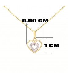 Collier - Pendentif Or Jaune Coeur Serti de Diamants - Chaine Dorée Offerte