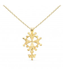 Collier - Médaille Croix Huguenote Or Jaune - Chaine Dorée