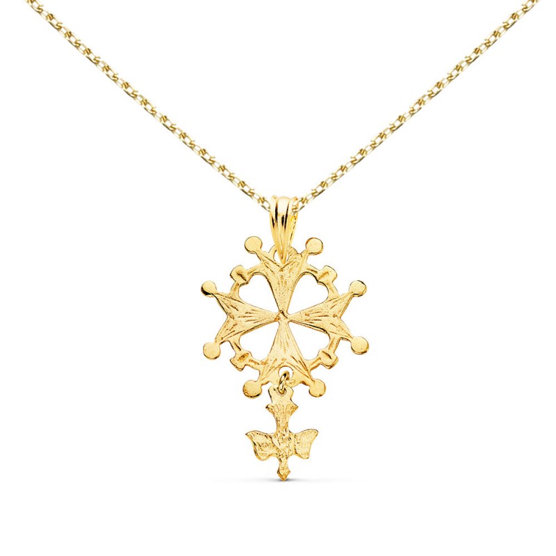 Collier - Médaille Croix Huguenote Or Jaune - Chaine Dorée