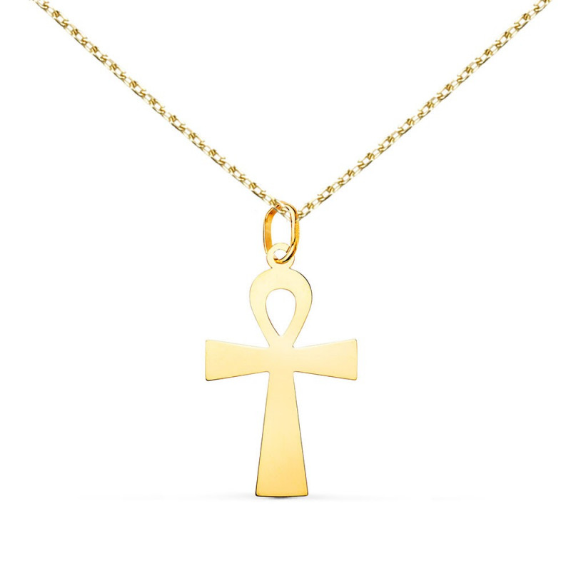 Collier - Médaille Croix de la Vie Or 18 Carats 750/000 Jaune - Chaine Dorée Collier - Médaille Croix de la Vie Or 18 Carats 750/000 Jaune - Chaine Dorée