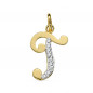 Pendentif Or 18 Carats 750 Jaune Serti de Zirconiums - Initiale Lettre "T" - Chaine Offerte Pendentif Or 18 Carats 750 Jaune Serti de Zirconiums - Initiale Lettre "T" - Chaine Offerte