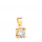 Pendentif Or 18 Carats 750 Jaune - Solitaire Zirconium 6 mm - Chaine Offerte Pendentif Or 18 Carats 750 Jaune - Solitaire Zirconium 6 mm - Chaine Offerte