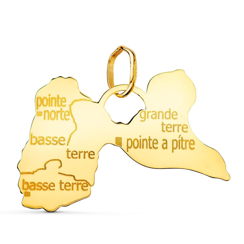 Pendentif Or 18 Carats 750 Jaune - Ile de la Guadeloupe - Chaine Offerte Pendentif Or 18 Carats 750 Jaune - Ile de la Guadeloupe - Chaine Offerte