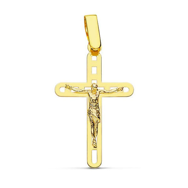Pendentif - Médaille Christ sur la Croix Or 18 Carats 750 Jaune - Chaine Offerte Pendentif - Médaille Christ sur la Croix Or 18 Carats 750 Jaune - Chaine Offerte