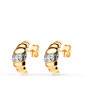 Boucles d'Oreilles Or 18 Carats 750 Jaune et Zirconiums - Motif Croissant Boucles d'Oreilles Or 18 Carats 750 Jaune et Zirconiums - Motif Croissant