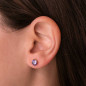 Boucles d'Oreilles Or 18 Carats 750 Jaune - Zirconiums Améthyste Boucles d'Oreilles Or 18 Carats 750 Jaune - Zirconiums Améthyste