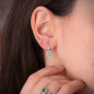 Boucles d'Oreilles Or 18 Carats 750/000 Blanc Emeraude Boucles d'Oreilles Or 18 Carats 750/000 Blanc Emeraude