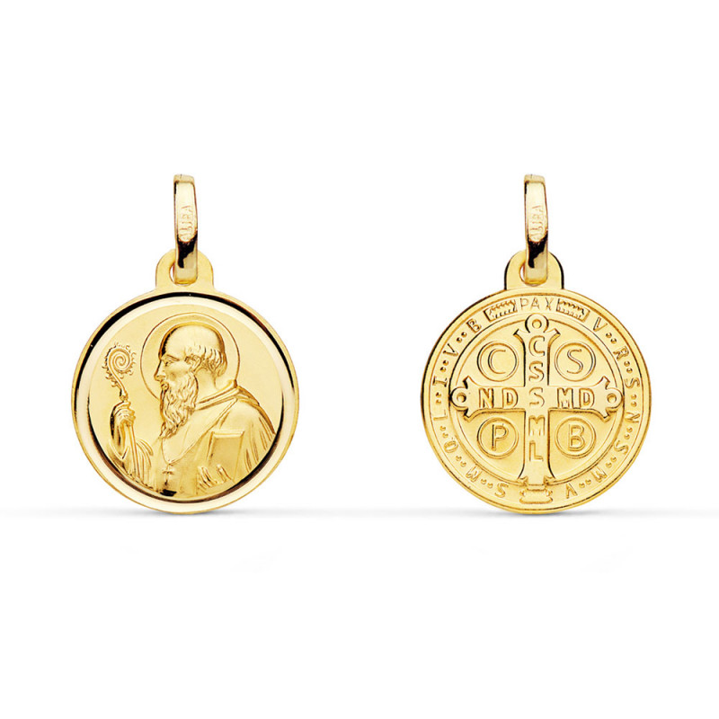 Pendentif Médaille Or 18 Carats 750 Jaune - Scapulaire Saint Benoit - Chaine Offerte Pendentif Médaille Or 18 Carats 750 Jaune - Scapulaire Saint Benoit - Chaine Offerte
