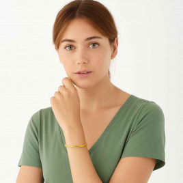 Bracelet Or Jaune - Jonc Ouvrant Oval Femme