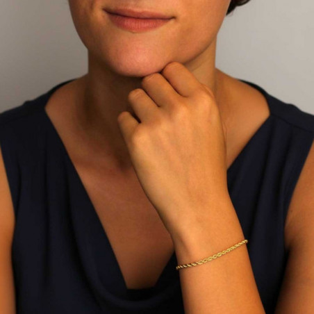 Bracelet Argent Massif 925/000 Doré - Maille Corde 3mm