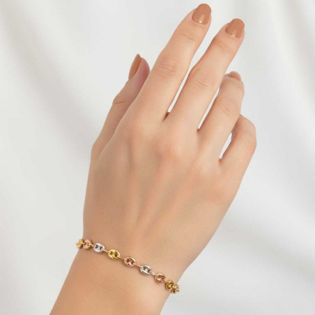 Bracelet 3 Ors - Tricolore Jaune Blanc Rose - Grain de Café - Femme