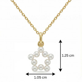 Pendentif Etoile - Perles et Or Jaune - Chaine Dorée Offerte