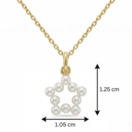 Pendentif Etoile - Perles et Or Jaune - Chaine Dorée Offerte