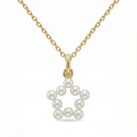 Pendentif Etoile - Perles et Or Jaune - Chaine Dorée Offerte