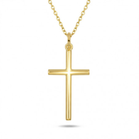Médaille Croix Or Jaune - Chaine Dorée Offerte - Femme ou Enfant