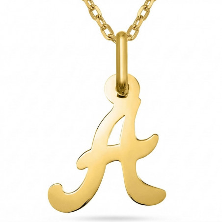 Pendentif Or Jaune - Initiale Lettre "A" - Chaine Offerte
