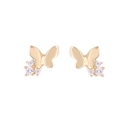 Boucles d'Oreilles Papillons - Or Jaune et Zirconiums - Femme ou Enfant
