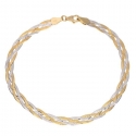 Bracelet Tresse Deux Ors - Or Bicolore Jaune et Blanc - Femme