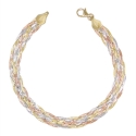 Bracelet Tresse Trois Ors - Or Tricolore Jaune, Blanc et Rose - Femme