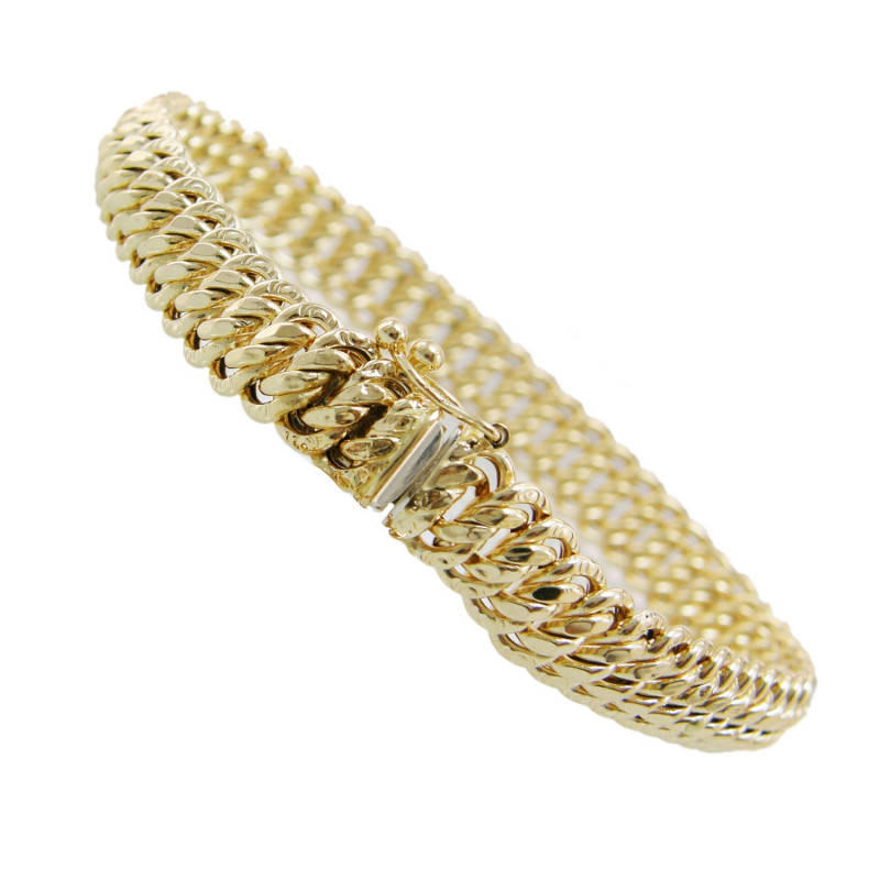 Bracelet Or Jaune Maille Américaine - Femme 19cm
