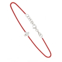 Bracelet Argent et Diamant - Motif Croix - Cordon Rouge