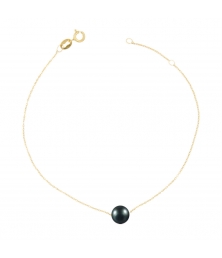 Bracelet Or et Perle Noire - Femme