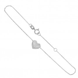 Bracelet Or Blanc et Diamants - Motif Coeur