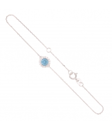 Bracelet Or Blanc Topaze Bleue et Zirconiums - Femme