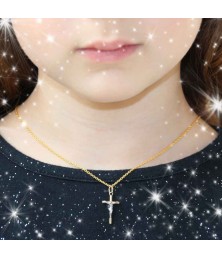 Collier - Médaille Christ sur la Croix Or Bicolore - Femme ou Enfant