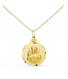 Collier - Médaille Sacré Coeur de Jésus Or Jaune - Chaîne Dorée - Gravure Offerte
