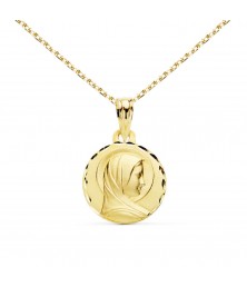 Collier - Médaille Or 18 Carats 750/1000 Vierge Marie - Chaîne Dorée - Gravure Offerte