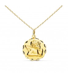 Collier - Médaille Or 18 Carats 750/1000 Ange - Chaîne Dorée - Gravure Offerte