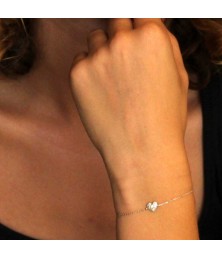 Bracelet Or Blanc et Diamants - Motif Coeur