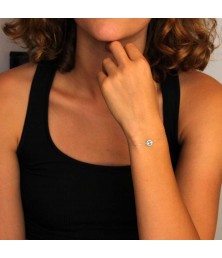 Bracelet Or Blanc Topaze Bleue et Zirconiums - Femme