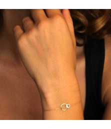 Bracelet Or Jaune et Diamants - Motif Anneaux - Femme
